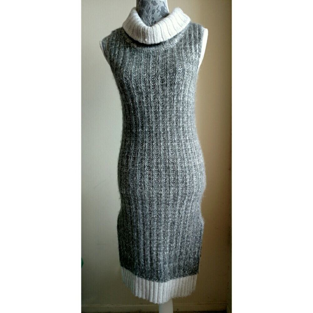 Rag & Bone Makenna Sweater Dress Colorblock Funnel Knit Gray XXS NWOT